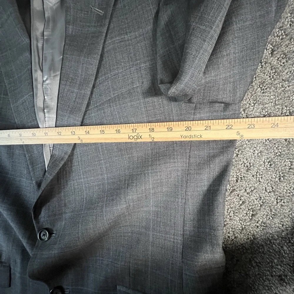 Hart Schaffner Marx Suit Mens 42L Grey Glen Plaid 2-Piece Pleated Cuffed USA